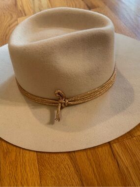 Wyeth 100% Wool Rancher Hat Beige Taupe Wide Brim Western Boho OS